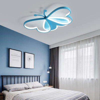 Modern Art Deco Acrylic Kids Butterfly Shape LED Flush Mount Light For Bedroom