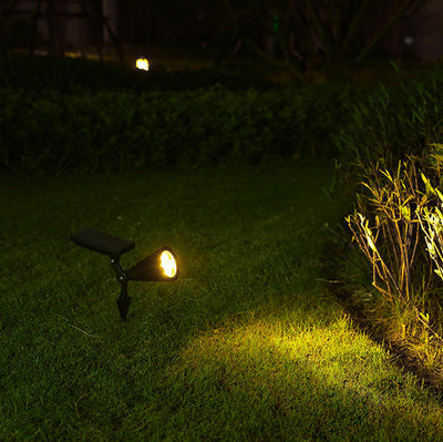 Modern Simplicity Solar Waterproof Conical Spotlight LED Outdoor Floor Plug Light