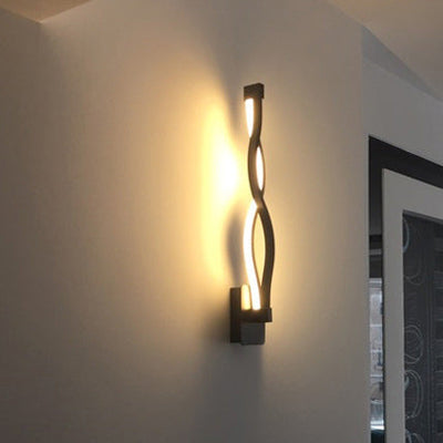 Modern Minimalist Aluminum Wave Shape LED Wall Sconce Lamp