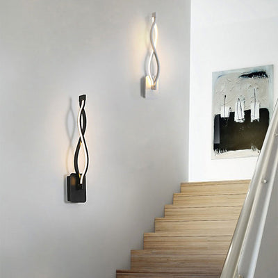 Modern Minimalist Aluminum Wave Shape LED Wall Sconce Lamp