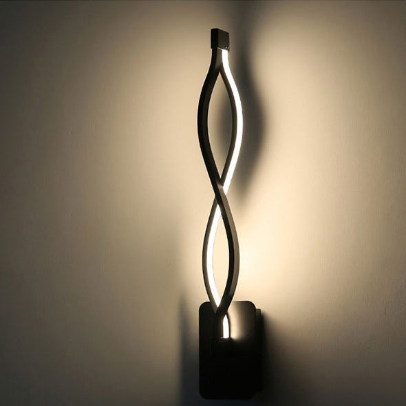 Modern Minimalist Aluminum Wave Shape LED Wall Sconce Lamp