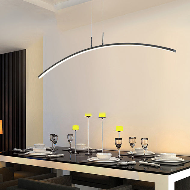 Nordischer minimalistischer Bogen Linear LED Kronleuchter 
