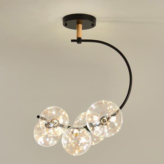Nordic Creative Glass Ball Curve LED Semi-Flush Mount Ceiling Light