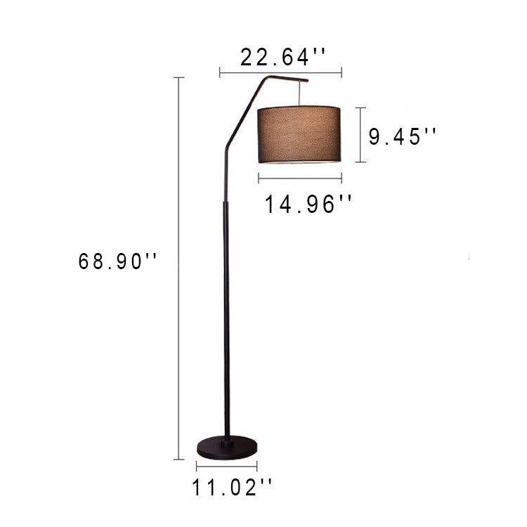 Moderne 1-Licht-Stehlampe in Angelrutenform aus Stoff 