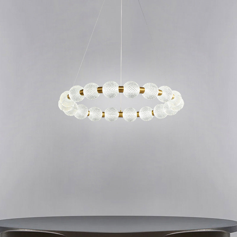 Modern Acrylic String of Pearls Ring LED Chandelier