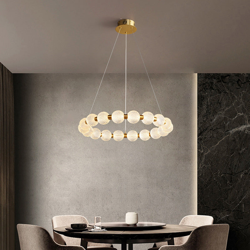 Modern Acrylic String of Pearls Ring LED Chandelier