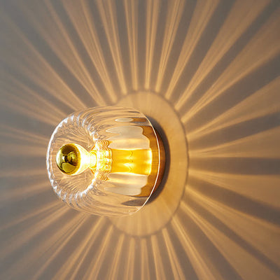 Modern Glass Sun Shape Full Copper Dual Purpose 1-Light Flush Mount Light