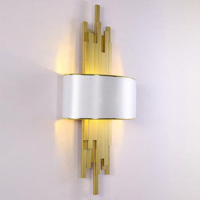 Modern Fabric Hardware Column 2-Light  Wall Sconce Lamp