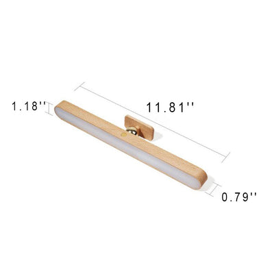 Modern Simplicity Wooden Long Bar Touch LED Mirror Front Light USB Wall Sconce Lamp