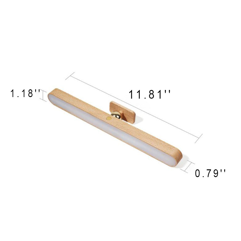 Modern Simplicity Wooden Long Bar Touch LED Mirror Front Light USB Wall Sconce Lamp