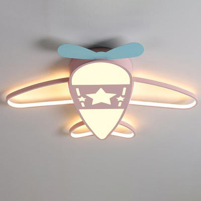 Modern Art Deco Kids PC Creative Childlike Airplane Shape LED Flush Mount Light