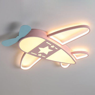 Modern Art Deco Kids PC Creative Childlike Airplane Shape LED Flush Mount Light