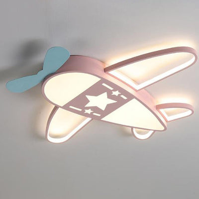 Modern Art Deco Kids PC Creative Childlike Airplane Shape LED Flush Mount Light