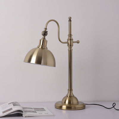Industrielle Retro Gold Eisen Langarm 1-Licht LED Tischlampe 