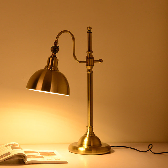 Industrielle Retro Gold Eisen Langarm 1-Licht LED Tischlampe 