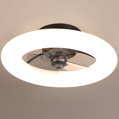 Modern Creative Circle LED Semi-Flush Mount Ceiling Fan Light