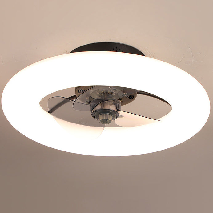Modern Creative Circle LED Semi-Flush Mount Ceiling Fan Light
