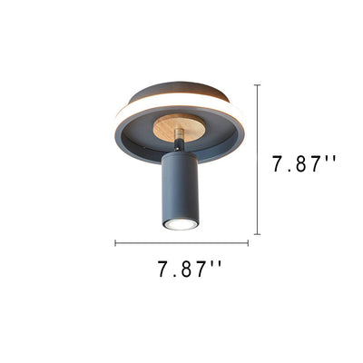 Contemporary Industrial Iron Barrel Spotlight 1-Light Flush Mount Light