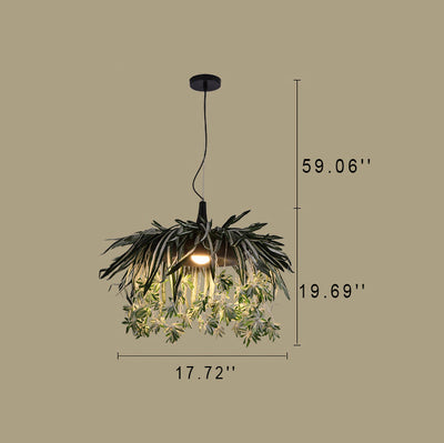 Contemporary Retro Iron Simulation Plant 1-Light Decorative Pendant Light