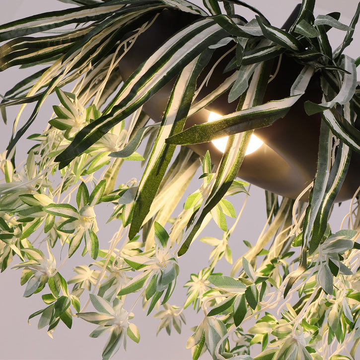 Contemporary Retro Iron Simulation Plant 1-Light Decorative Pendant Light
