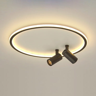 Industrieller runder LED-Kronleuchter aus Eisen und Spotlight 