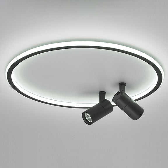 Industrieller runder LED-Kronleuchter aus Eisen und Spotlight 