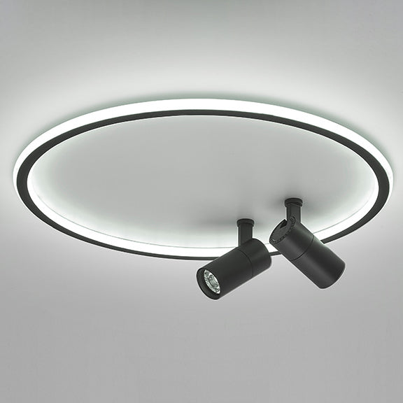 Contemporary Industrial Iron Round and Spotlight LED Chandelier