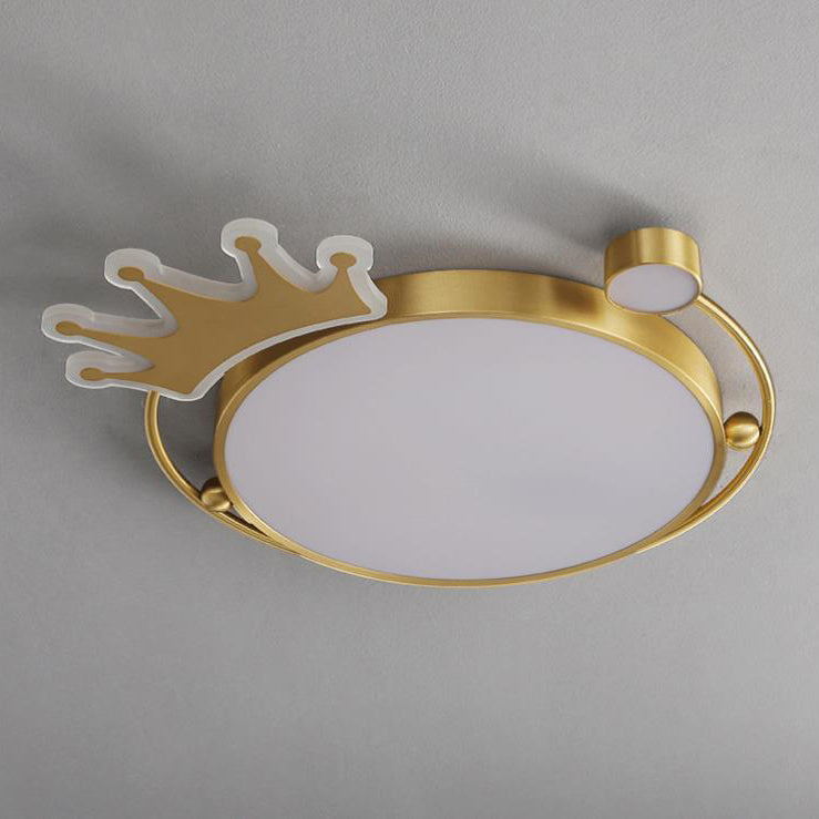 Nordic Creative Crown Brass LED Flush Mount Ceiling Light