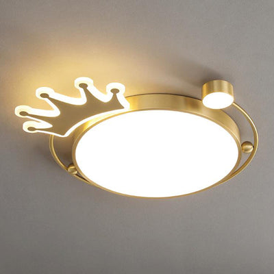 Nordic Creative Crown Brass LED Flush Mount Ceiling Light