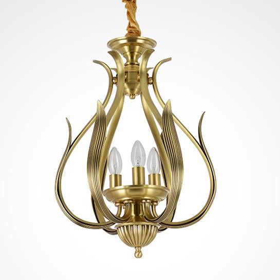 Modern Luxury Brass Oval Lantern  3-Light Chandelier