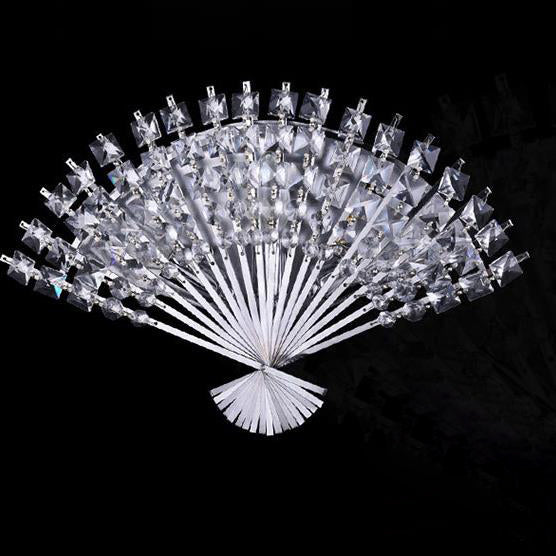 Moderna Lámpara Aplique de Pared de Lujo con Forma de Ventilador de Cristal de 3 Luces 