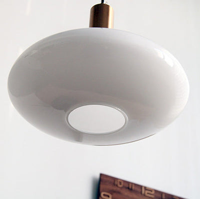 Nordic Milky White Glass Flat Round 1-Light Pendelleuchte 