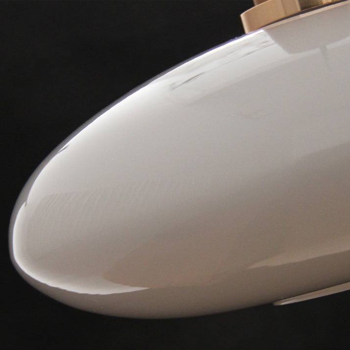 Nordic Milky White Glass Flat Round 1-Light  Pendant Light
