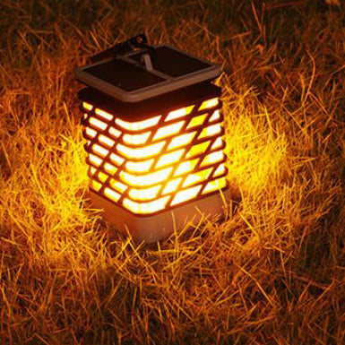 Solar Flame Torch Light Square LED Garden Lawn Decorative Hanging Light