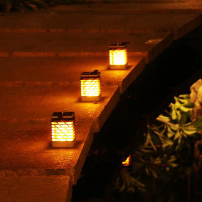 Solar Flame Torch Light Square LED Garden Lawn Decorative Hanging Light