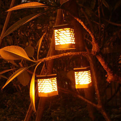 Solar Flame Torch Light Square LED Garden Lawn Decorative Hanging Light