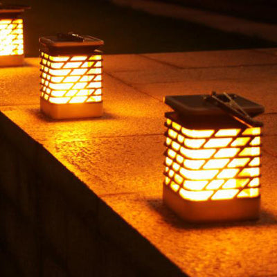 Solar Flame Torch Light Square LED Garden Lawn Decorative Hanging Light