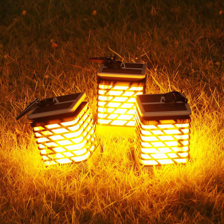 Solar Flame Torch Light Square LED Garden Lawn Decorative Hanging Light