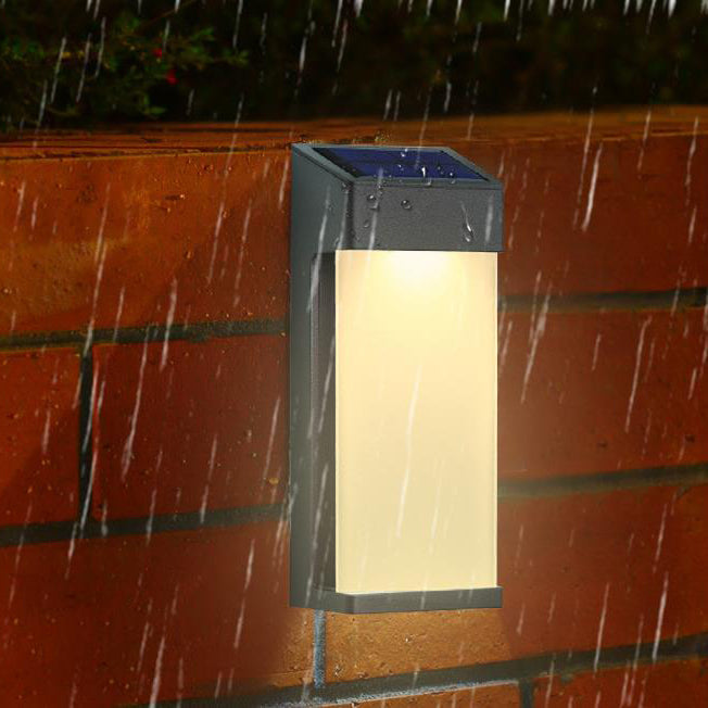 Lámpara de Aplique de Pared Decorativa LED Impermeable para Exteriores con Pantalla de Vidrio Solar 