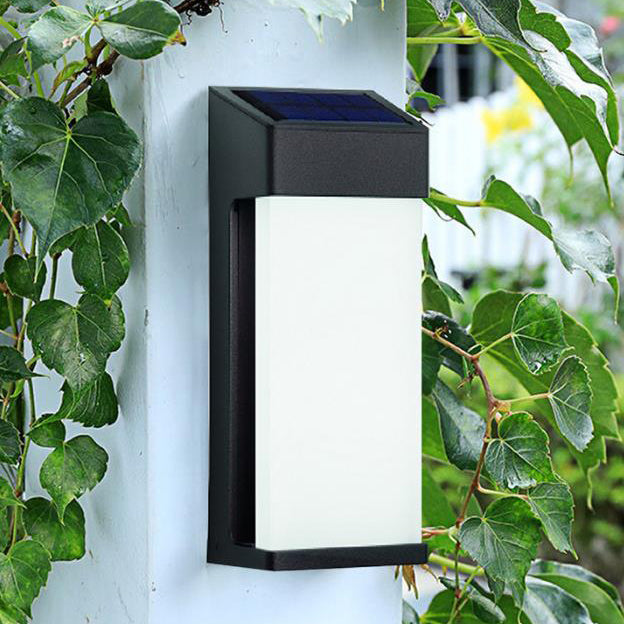 Lámpara de Aplique de Pared Decorativa LED Impermeable para Exteriores con Pantalla de Vidrio Solar 