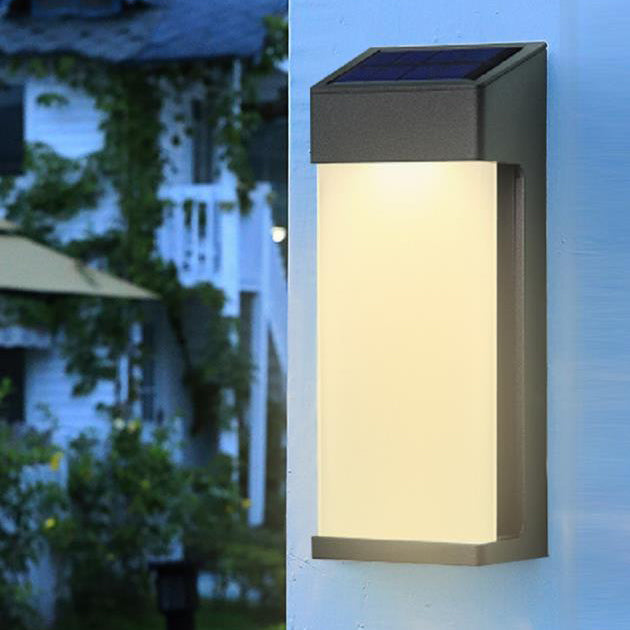 Lámpara de Aplique de Pared Decorativa LED Impermeable para Exteriores con Pantalla de Vidrio Solar 