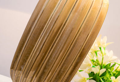 Moderne Stoff-Keramik-Säule Messing 1-Licht Tischlampe 