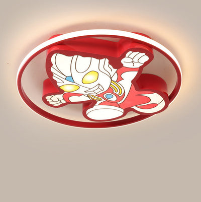 Creative Cartoon Ultraman Round  LED Flush Mount Ceiling Light