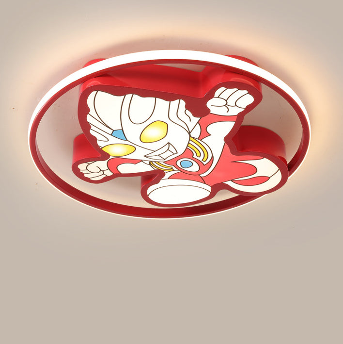 Creative Cartoon Ultraman Round  LED Flush Mount Ceiling Light