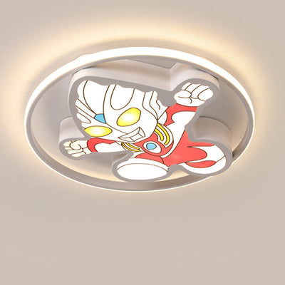 Creative Cartoon Ultraman Round  LED Flush Mount Ceiling Light