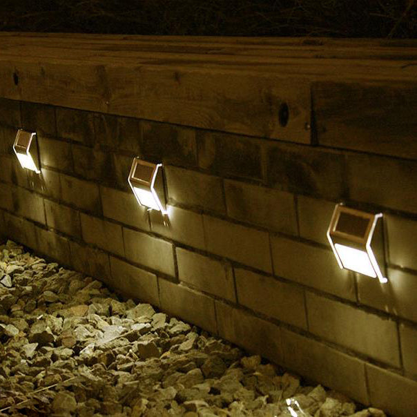Lámpara de Aplique de Pared para Escalera de Cerca Exterior Impermeable con LED de Acero Inoxidable Solar 