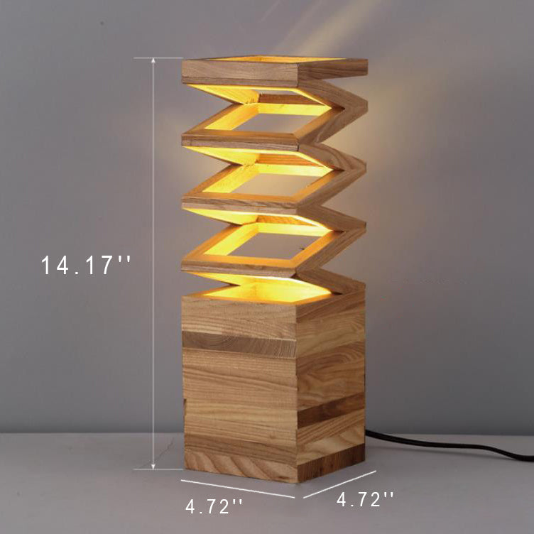 Nordic Creative Solid Wood Spring LED Tischlampe 