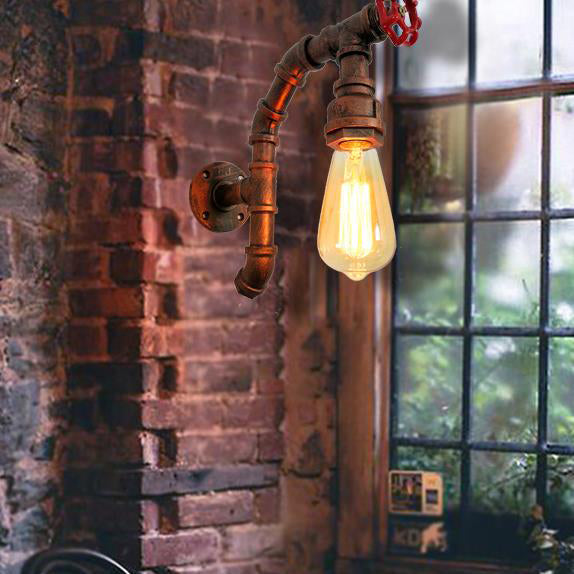 Zeitgenössische industrielle Eisen kreative Wasserhahn Retro 1-Licht Wandleuchte 