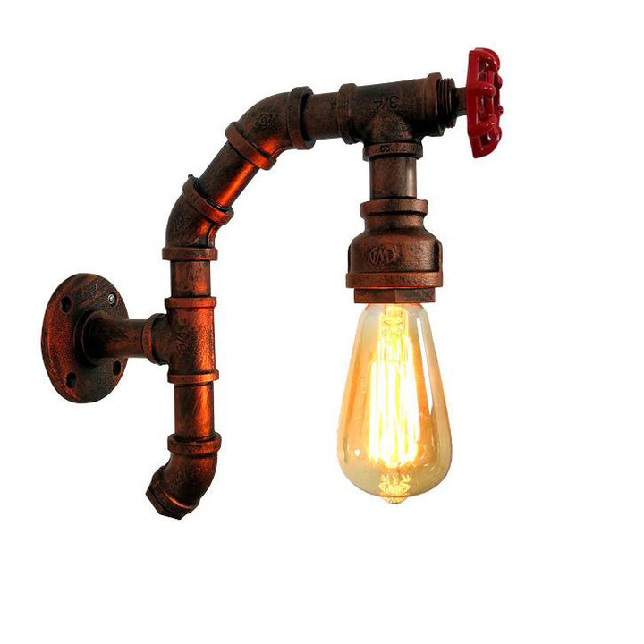 Zeitgenössische industrielle Eisen kreative Wasserhahn Retro 1-Licht Wandleuchte 