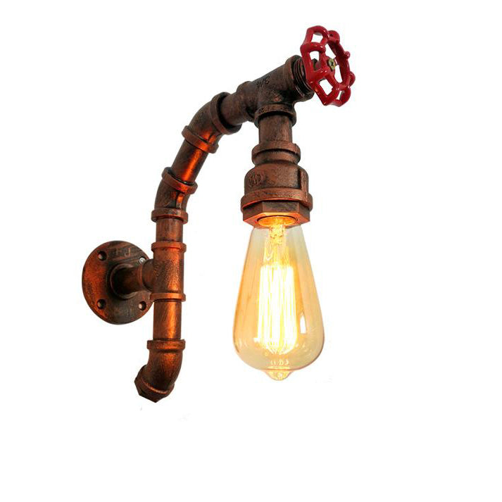 Zeitgenössische industrielle Eisen kreative Wasserhahn Retro 1-Licht Wandleuchte 